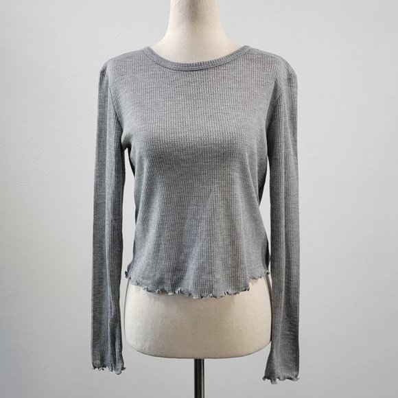 WILLOW & CLAY thermal cropped top grey Sz S NEW - Picture 1 of 9